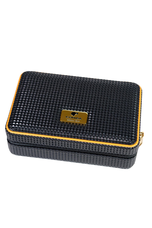 Cohiba Limitli Üretim Dahili Çakmak Kesici Dijital Nem Ölçerli Siyah Puro Taşıma Çantası - Seyahat Humidoru