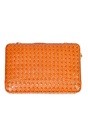 Cohiba Dahili Çakmaklı Kahverengi Mozaik Desenli Deri Puro Taşıma Çantası - Seyahat Humidoru