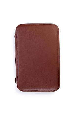 PQ Çakmak Kesicili Koyu Kahverengi Deri Puro Taşıma Çantası