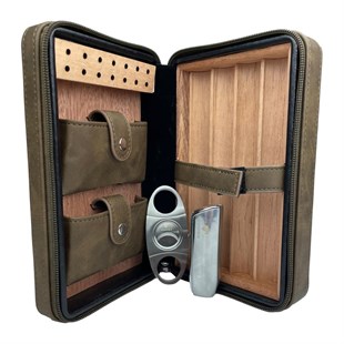 Cohiba Sütlü Kahve Çakmak Kesicili Puro Taşıma Çantası