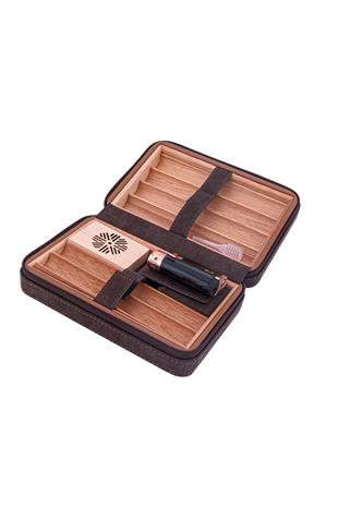 Cohiba Kahverengi Süet Puro Taşıma Çantası