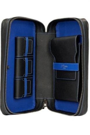 Jlubertine Monaco Saks Mavi-Siyah Deri Puro Taşıma Çantası