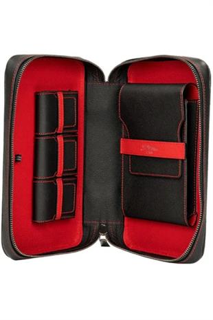 Jlubertine Monaco Kırmızı-Siyah Deri Puro Taşıma Çantası