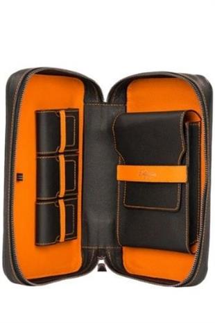 Jlubertine Monaco Turuncu-Siyah Deri Puro Taşıma Çantası