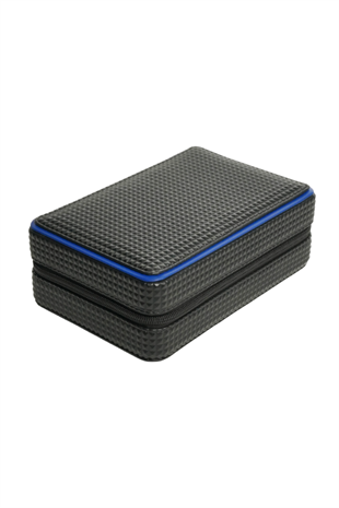 PremiumQuality Siyah-Mavi Deri Seyahat Humidor Puro Kutusu