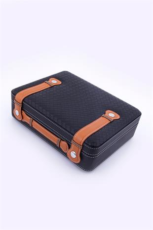 PQ Siyah Deri Seyahat Çantası Humidor