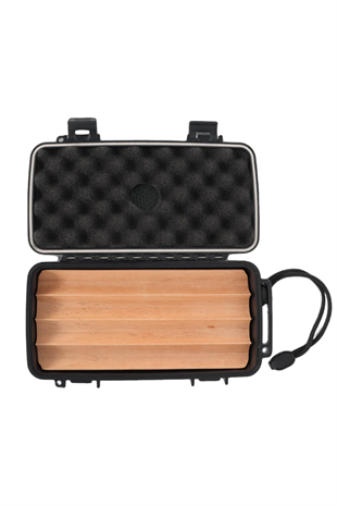 Quantum Seyahat Tipi 4 İçi Sedir Siyah Humidor Puro Kutusu