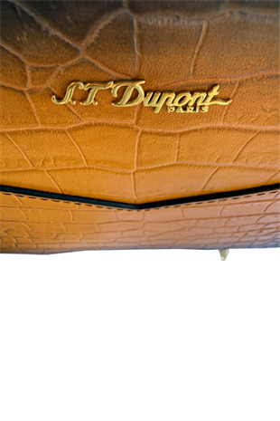 S.T. Dupont Timsah Desenli Kahverengi Deri Puro Taşıma Çantası 141154