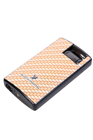 Black Martin Tek Torch Pürmüz Karbon Desenli Sarı Puro Çakmağı