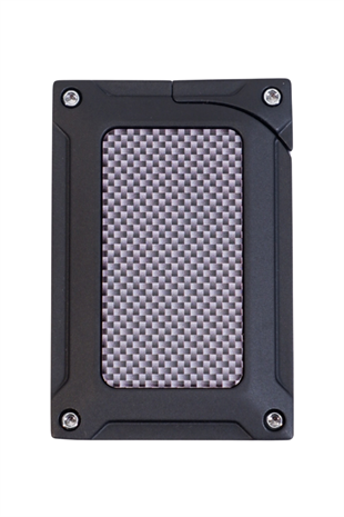 Caseti Tek Torch Pürmüz Siyah Karbon Desenli Metal Puro Çakmağı