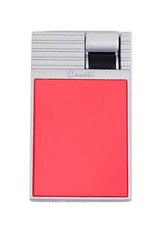 Caseti Tek Torch Perde Alev Kırmızı Gümüş Metal Puro Çakmağı