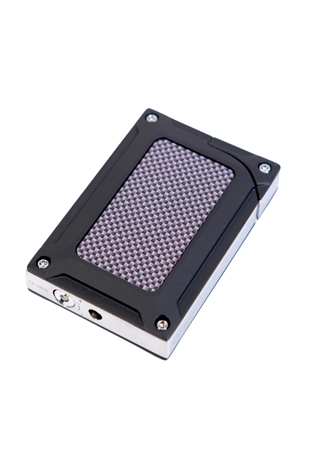 Caseti Tek Torch Pürmüz Siyah Karbon Desenli Metal Puro Çakmağı