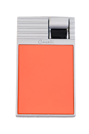 Caseti Tek Torch Perde Alev Turuncu Gümüş Metal Puro Çakmağı