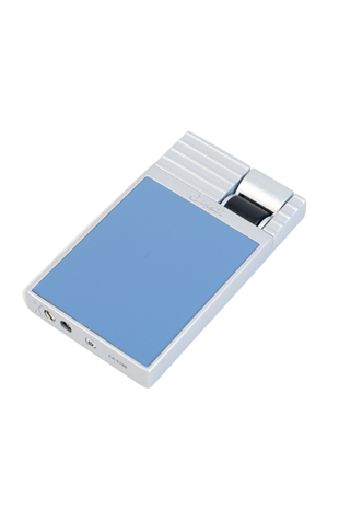 Caseti Tek Torch Perde Alev Mavi Gümüş Metal Puro Çakmağı