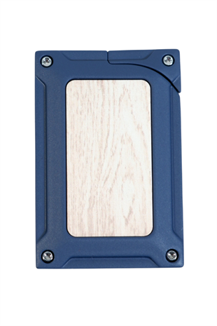 Caseti Tek Torch Pürmüz Lacivert Ahşap Desenli Metal Puro Çakmağı