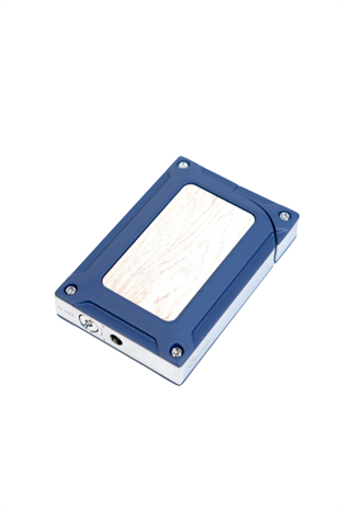 Caseti Tek Torch Pürmüz Lacivert Ahşap Desenli Metal Puro Çakmağı