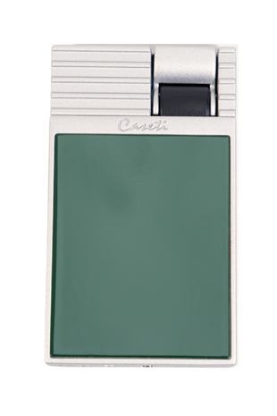 Caseti Tek Torch Perde Alev Haki Gümüş Metal Puro Çakmağı