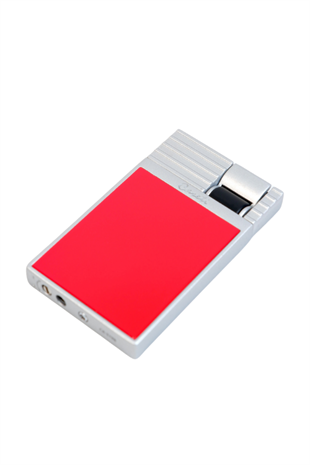 Caseti Tek Torch Perde Alev Kırmızı Gümüş Metal Puro Çakmağı