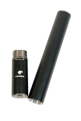 Cohiba Özel Üretim Siyah Metal Puro Tüpü & Tek Torch Pürmüz Puro Çakmağı