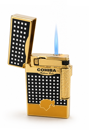 Cohiba Soft Flame & Tek Torch Pürmüz Sarı Siyah Nokta desenli Puro Çakmağı