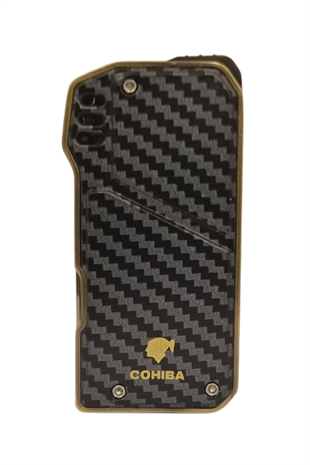 Cohiba Soft Flame Karbon Desenli-Bakır Metal Pipo Çakmağı