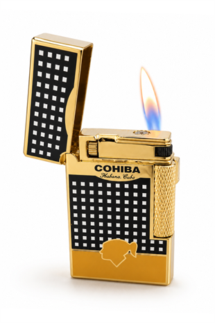 Cohiba Soft Flame & Tek Torch Pürmüz Sarı Siyah Nokta desenli Puro Çakmağı