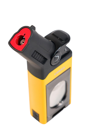 Cohiba Tek Torch Pürmüz Dahili S-V Cut & İğneli Sarı Siyah Metal Puro Çakmağı