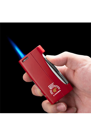 Cohiba Tek Torch Pürmüz 55. Yıl Özel Üretim Dahili Delicili Kırmızı-Gümüş Puro Çakmağı