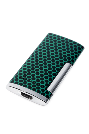 Cohiba Tek Torch Perde Alev Slim 7 Dizayn Yeşil Desenli Puro Çakmağı