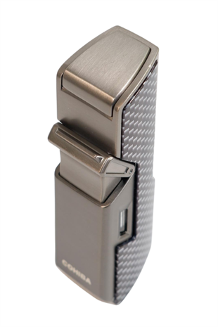 Cohiba Tek Torch Pürmüz Delici İğneli Karbon Desenli Metal Puro Çakmağı