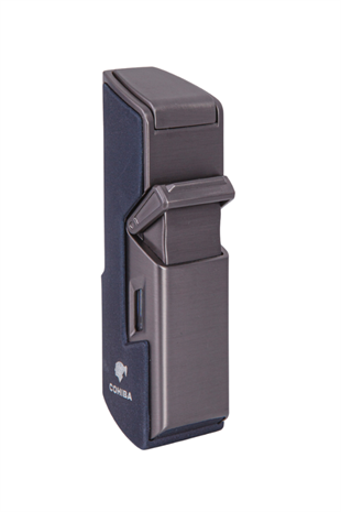 Cohiba Tek Torch Pürmüz Lacivert-Gunmetal Dahili Delici & İğne Metal Puro Çakmağı