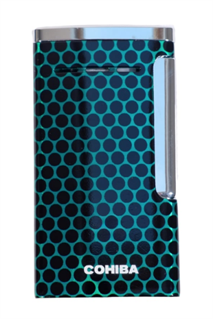 Cohiba Tek Torch Perde Alev Slim 7 Dizayn Yeşil Desenli Puro Çakmağı