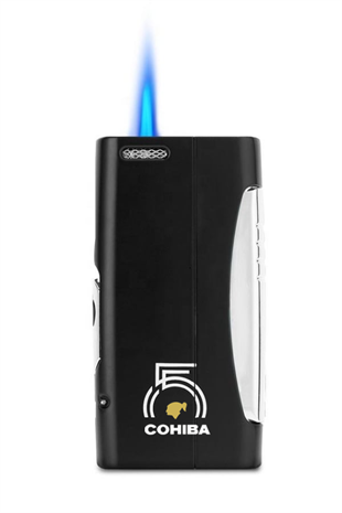 Cohiba Tek Torch Pürmüz 55. Yıl Özel Üretim Dahili Delicili Siyah-Gümüş Puro Çakmağı