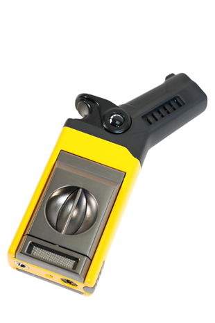 Cohiba Tek Torch Pürmüz Dahili S-V Cut & İğneli Sarı Siyah Metal Puro Çakmağı