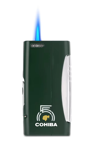 Cohiba Tek Torch Pürmüz 55. Yıl Özel Üretim Dahili Delicili Yeşil-Gümüş Puro Çakmağı