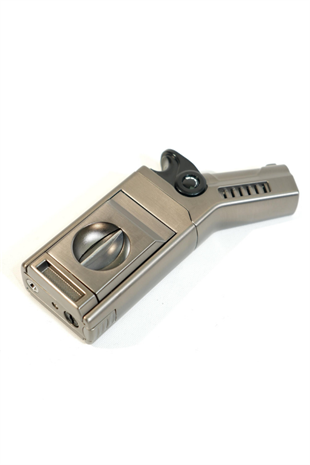 Cohiba Tek Torch Pürmüz Dahili S-V Cut & İğneli Gunmetal Metal Puro Çakmağı