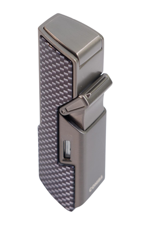 Cohiba Tek Torch Pürmüz Delici İğneli Karbon Desenli Metal Puro Çakmağı