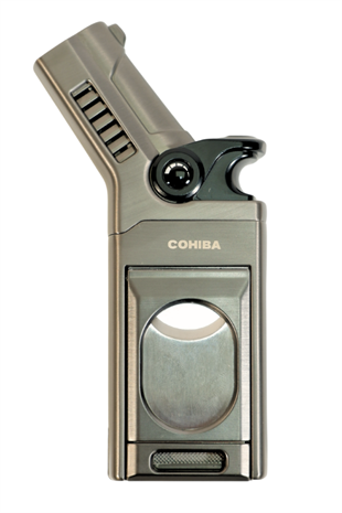 Cohiba Tek Torch Pürmüz Dahili S-V Cut & İğneli Gunmetal Metal Puro Çakmağı