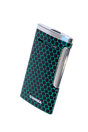 Cohiba Tek Torch Perde Alev Slim 7 Dizayn Yeşil Desenli Puro Çakmağı