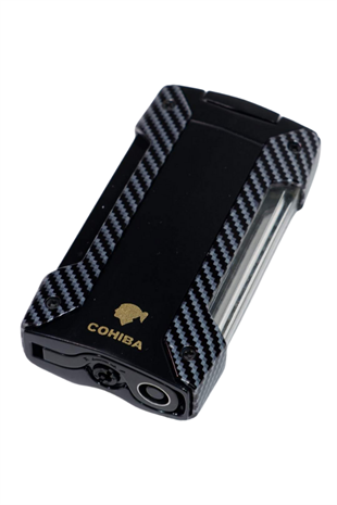 Cohiba Tek Torch Pürmüz Siyah Karbon Desenli Puro Çakmağı
