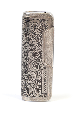 Conquistador Tek Torch Pürmüz Gümüş İşlemeli Metal Puro Çakmağı