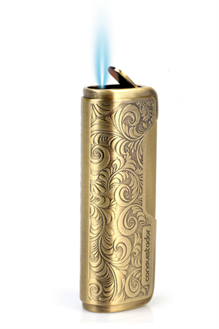 Conquistador Tek Torch Pürmüz Gold İşlemeli Metal Puro Çakmağı