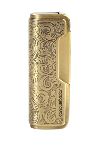 Conquistador Tek Torch Pürmüz Gold İşlemeli Metal Puro Çakmağı