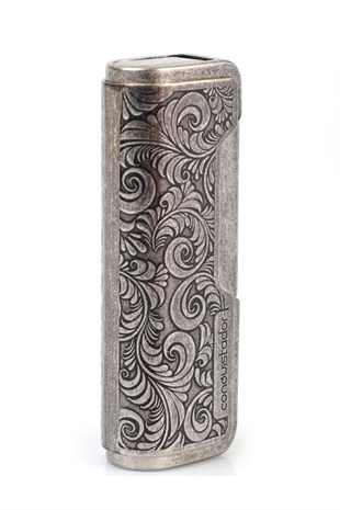 Conquistador Tek Torch Pürmüz Gümüş İşlemeli Metal Puro Çakmağı