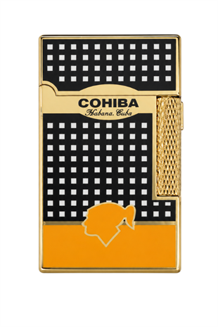 Cohiba Soft Flame & Tek Torch Pürmüz Sarı Siyah Nokta desenli Puro Çakmağı