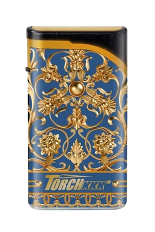 PremiumQuality Desenli Mavi Tek Torch Pürmüz Plastik Puro Çakmağı