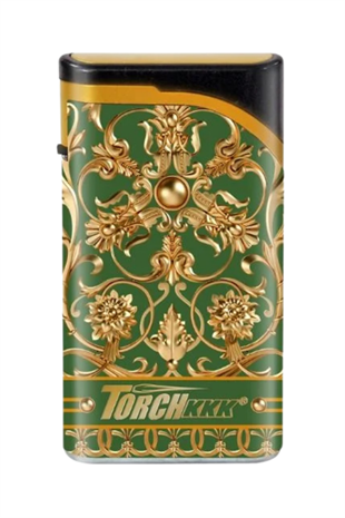 PremiumQuality Desenli Yeşil Tek Torch Pürmüz Plastik Puro Çakmağı