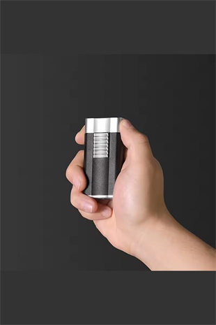 Guevara Gunmetal-Gümüş Perde Alev Metal Puro Çakmağı