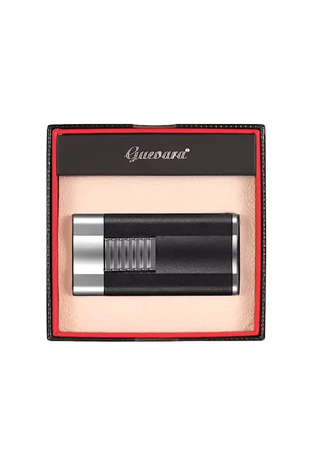 Guevara Gunmetal-Gümüş Perde Alev Metal Puro Çakmağı