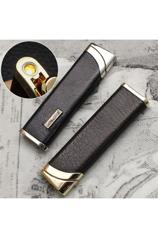 Honest Tek Torch Pürmüz Deri İşlemeli Siyah Puro Çakmağı